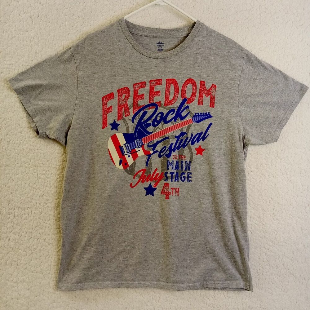 Freedom Rock Festival T-Shirt Adult XL Short Sleeve Gray Patriotic‎